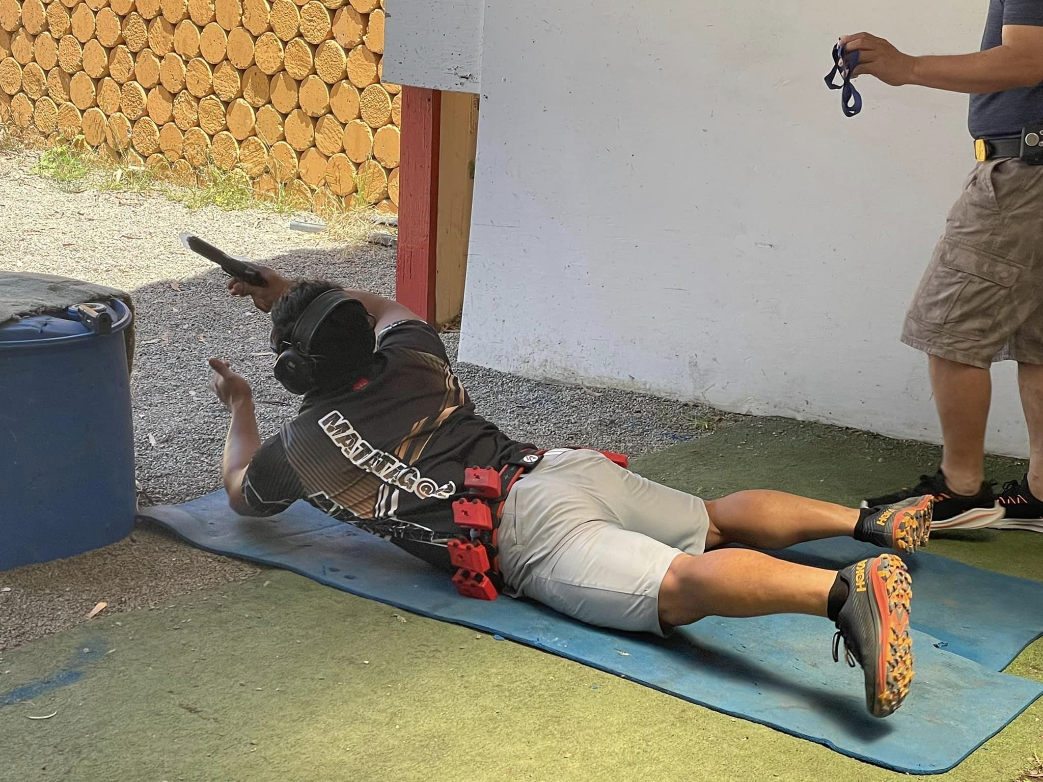 ipsc member shooting prone at cranbourne dandenong pistol club