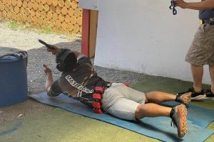 ipsc member shooting prone at cranbourne dandenong pistol club